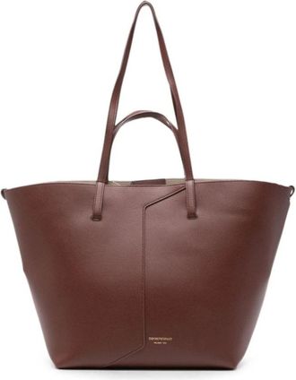 Emporio Armani Leren Tote Bag - Dames - Shoppers - Bruin - ONE Size - Leer - Tassen