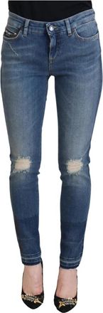 Dolce & Gabbana Blauwe Tattered Denim Jeans - Dames - Skinny Jeans - Blauw - S - Denim - Jeans