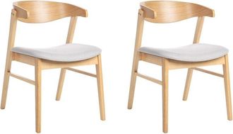 Beliani Conjunto De 2 Sillas De Comedor De Estilo Tradicional Asiento Tapizado Madera Clara Y Gris Lilly