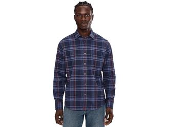 UNTUCKit Performance Flannel Blanchard Shirt Mens Clothing Navy : 2XL Regular Fit, Elastane/Flannel/Polyester