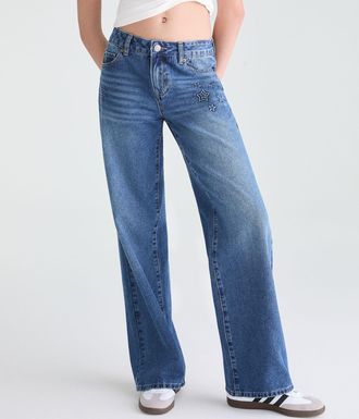 A&eacute;ropostale Low-Rise Baggy Wide Leg Star Jean