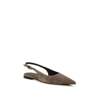 Brunello Cucinelli Slingback Suede Flat - Brown
