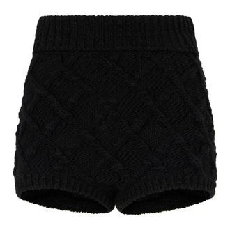 Philosophy di Lorenzo Serafini Korte Broeken, Dames, Zwart, M, Wol, High Waist Knit Shorts
