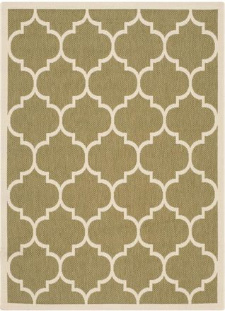 Safavieh Alfombra enrejado de polipropileno verde/beige, 122 x 170 cm
