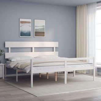 vidaXL Senior Bed without Mattress White 200x200 cm Solid Wood vidaXL