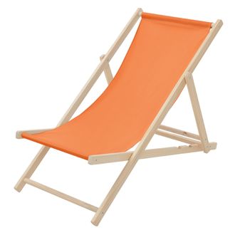 ECD Germany Ecd Germany - Silla De Playa Madera De Pino 3 Posiciones De Reclinaci&oacute;n Plegable Tumbona Tradicional De Sol Para Jard&iacute;n O Balc&oacute;n Naranja Impermeable H