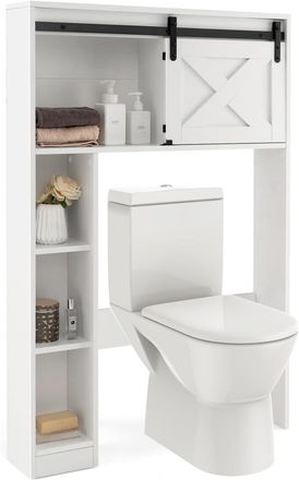Costway Costway - Armario De Almacenamiento Sobre El Inodoro Wc, Estante De Ba&ntilde;o Con Puerta Corredera & Estantes De Almacenaje, Estanter&iacute;a Multifuncional Para