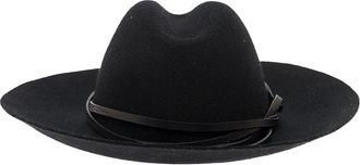 Golden Goose Womens Wool Felt Fedora Hat With Leather Straps Black