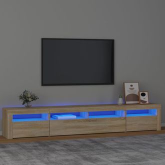 Berkfield Home TV Cabinet with LED Lights Sonoma Oak 240x35x40 cm in Brown | Size: 240 x 35 x 40 cm