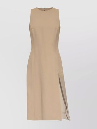 Ami virgin wool sleeveless round neck knee length dress