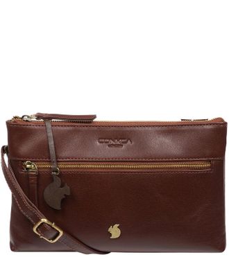 Conkca London Womens Minnow Conker Brown Leather Cross Body Clutch Bag - One Size