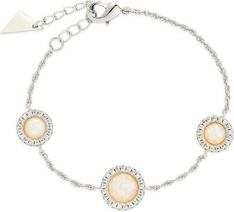 Sterling Forever Oasis Opal & CZ Stationed Bracelet