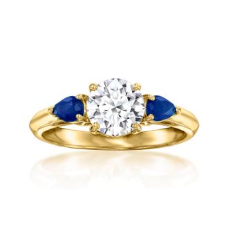 Ross-Simons Lab-Grown Diamond Ring With. Sapphires in 14kt Yellow Gold
