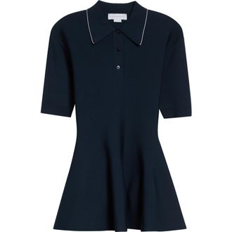 Stella McCartney Compact Knit Peplum Polo in Navy at Nordstrom, Size Medium