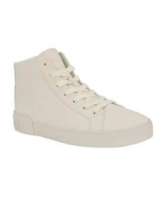 Calvin Klein Rexon Sneakers Mens 10.5M Ivory Faux Leather High Top Shoes HTAT908