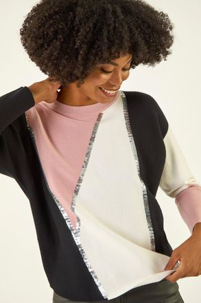 Roman Colour Block Sequin Knit Jumper