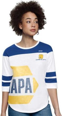 Starter Womens Starter White Chase Elliott Grand Slam 3/4-Sleeve T-Shirt at Nordstrom, Size X-Large