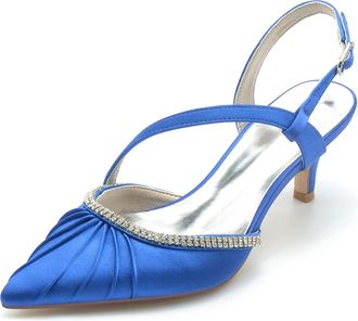 Minitoo Womens Dress Shoes for Wedding Guest Slingback Closed Toe Evening Pumps Mules BR036 Royal Blue UK 6