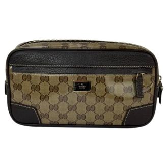 Gucci Pre-owned Crystal Coated GG Canvas Monogram Belt Sling Bag - Dames - Pre-owned - Bruin - Maat: ONE Size