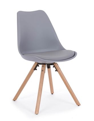 BIZZOTTO Silla de comedor en madera de haya y polipropileno, gris