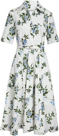 Emilia Wickstead Rubie Floral Cotton Midi Shirtdress in White-Lilac Lillies/Cherry at Nordstrom, Size 10 Us