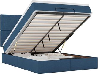 vidaXL Estructura De Cama Otomana Con Colch&oacute;n Tela Azul 140x190cm Vidaxl