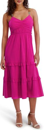 Siena My Balconia Embellished Tiered Midi Dress in Hot Pink at Nordstrom Rack, Size 16