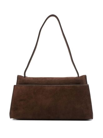 Elleme Long Papillon suède schoudertas met handgreep - Bruin