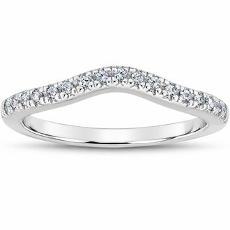 Pompeii3 1/8ct Curved Diamond Wedding Ring 14K White Gold Size Selectable