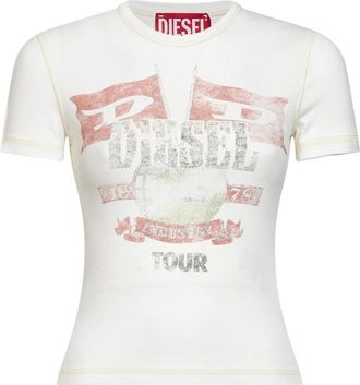Diesel T-Marsy-Rib - Dames - T-shirts - Wit - XS - Katoen - Tops