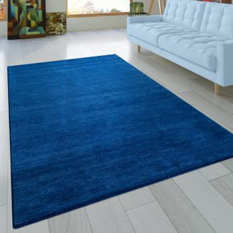 Paco Home Paco Home Alfombra Salon De Habitacion Pelo Corto Fibra Natural Lisa A Mano Gabbeh 120x170 Cm, Azul