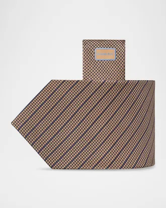 Stefano Ricci Men & apos;s Houndstooth Diagonal Stripe Silk Tie