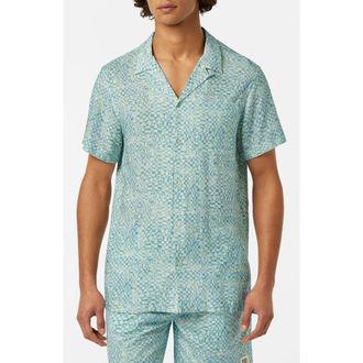 Scotch & Soda Relaxed Fit Print Short Sleeve Button-Up Shirt in Luna Ditsy Green at Nordstrom, Size Xx-Large