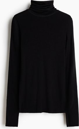 H&M Rollkragenshirt aus Wolle - Schwarz