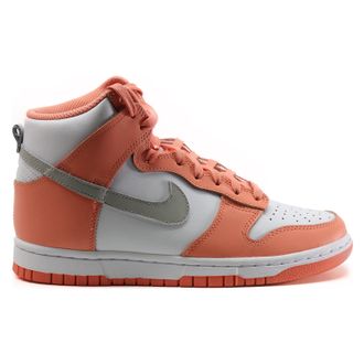 Nike Dunk High Leather Unisex High Top Trainers - Crimson Bliss Light Iron Ore - Size:UK 3.5