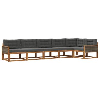 vidaXL Conjunto De Sof&aacute;s De Exterior 6 Pcs Natural Y Antracita Vidaxl