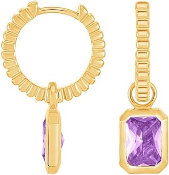 Dower & Hall Orecchini a cerchio Humbug con ametista - Oro