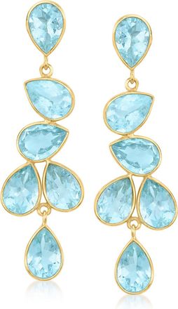 Ross-Simons Sky Blue Topaz Drop Earrings in 18kt Gold Over Sterling