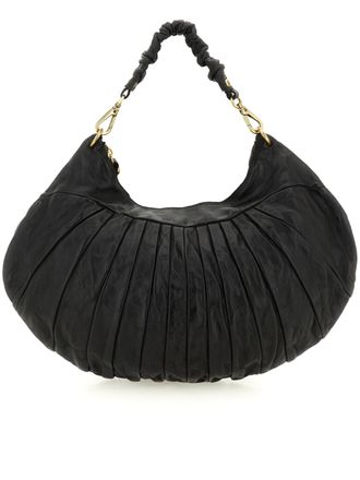 Campomaggi Black Luna Pleated Fabric Handbag