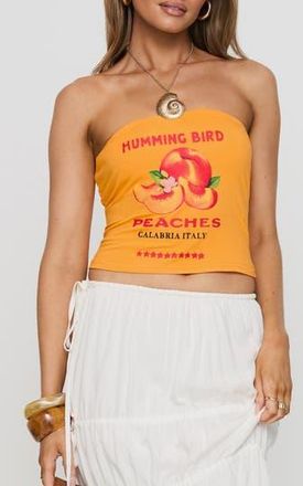Princess Polly Peaches Graphic Tube Top in Orange at Nordstrom Rack, Size 2