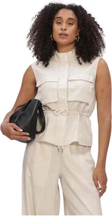 Object Object, Jassen, Dames, Beige, L, Leer, Dames Jassen Objkadie Lo Waistcoat 145