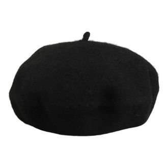 Dolce & Gabbana Franse Stijl Baret Capello Hoed - Dames - Hoeden - Zwart - ONE Size - Wol - Accessoires