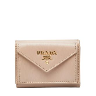 Prada Beige Leather Wallet (Tri-Fold) (Pre-Owned)