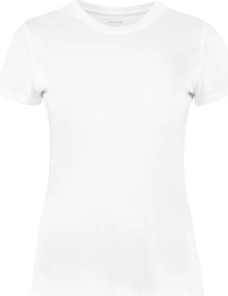 Vince Essential Pima Katoen T-shirt met Ronde Hals - Dames - T-shirts - Wit - M - Katoen - Tops