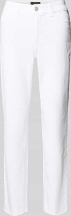 Marc Cain Slim Fit Jeans mit Fransen und Eingrifftaschen in Weiss, Gr&ouml;&szlig;e 34