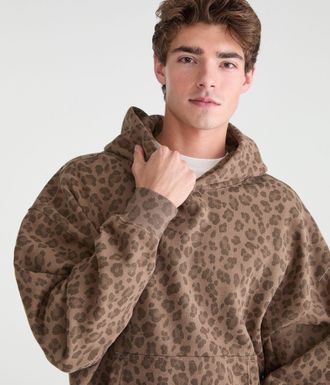 A&eacute;ropostale Cloud Soft Leopard Print Boxy Pullover Hoodie