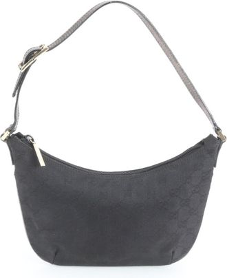 Gucci Black Canvas Leather Pouch Shoulder Bag Tote Bag (Pre-Owned)