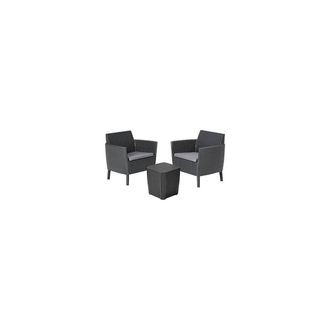 Keter Conjunto 2 Sillones + Mesa Contenedor Con Cojines Salemo Balc&oacute;n Grafito - Keter