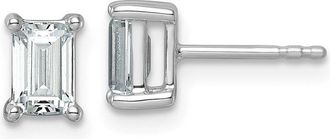 Diamond2Deal 14k White Gold 1 1/2 ct Emerald Lab Grown Diamond Stud Earrings VS Clarity, G-H Color