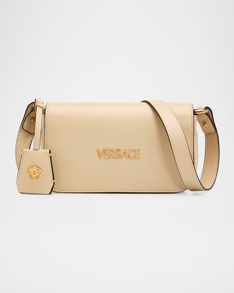 Versace Tag Mini Flap Leather Shoulder Bag